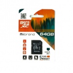 Купити Карта пам'яті Mibrand MicroSDXC 64GB Class 10 UHS-1 + SD adapter (MICDXU1/64GB-A)