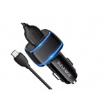 Купити Автомобільний зарядний пристрій BOROFONE BZ14 2USB 2.4A + microUSB cable Black
